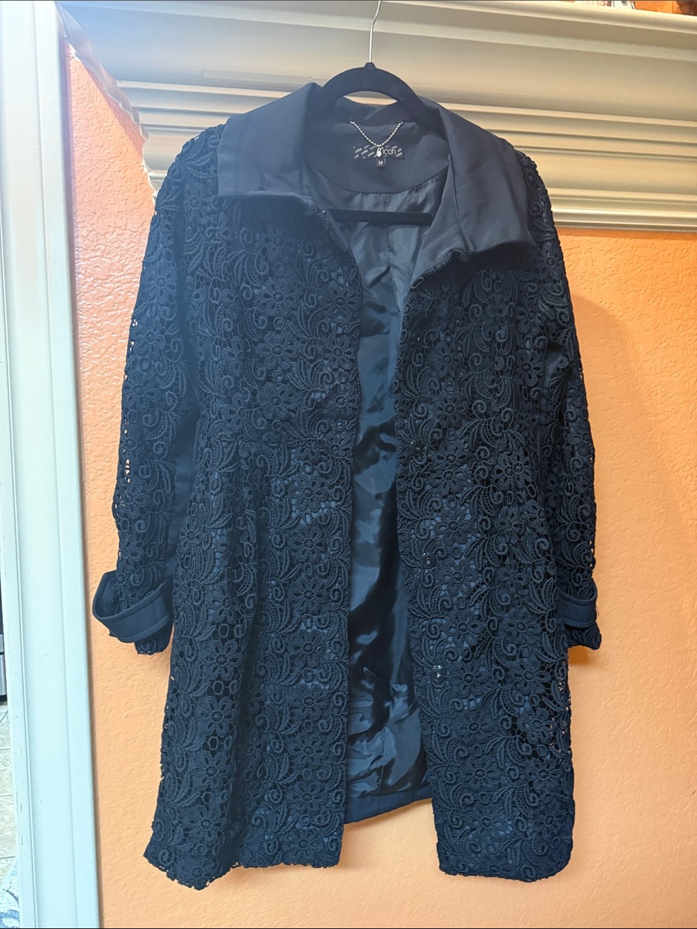 ICON Black Lace Overlay Coat